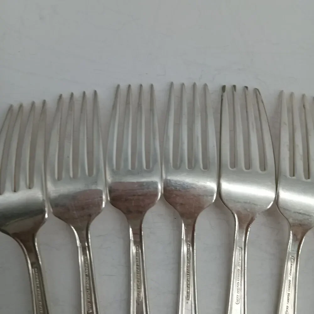 8X DF Harmony House by Wallace Serenade Silverplate Flatware Dinner Forks Vtg